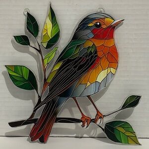 Suncatcher Acrylic Wildlife Bird 9” Robin New Home Decor Gifts